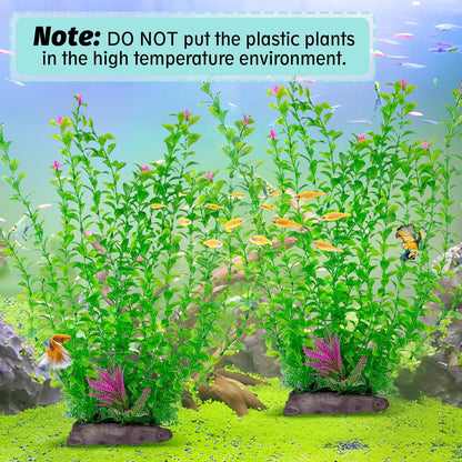 Aquarium Plastic Plants Aquarium Decor Artificial Fish Tank Plants,Tall Fish Tank Decorations, Extra Large Aquarium Plant 20.4-Inch Tall,2Pcs