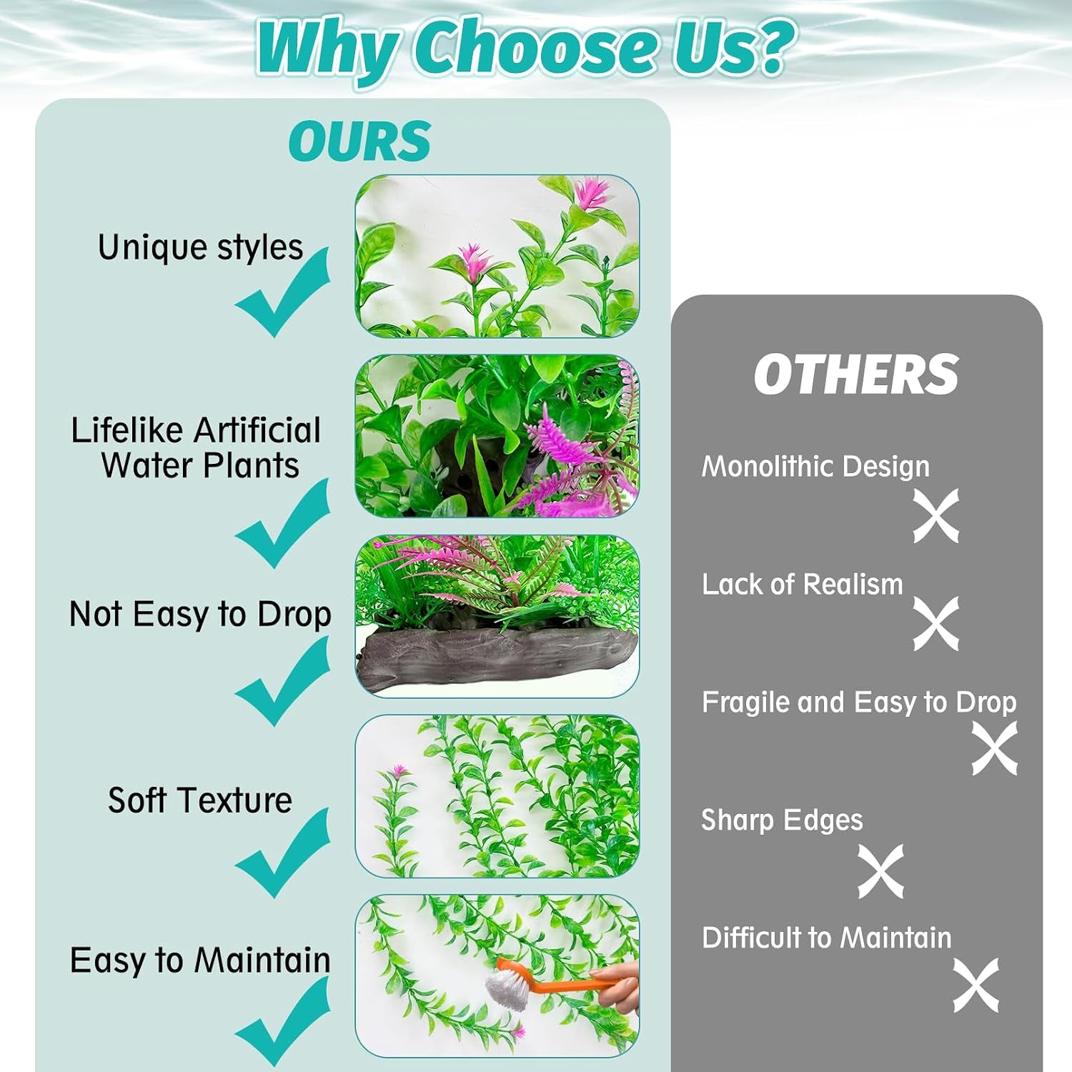 Aquarium Plastic Plants Aquarium Decor Artificial Fish Tank Plants,Tall Fish Tank Decorations, Extra Large Aquarium Plant 20.4-Inch Tall,2Pcs