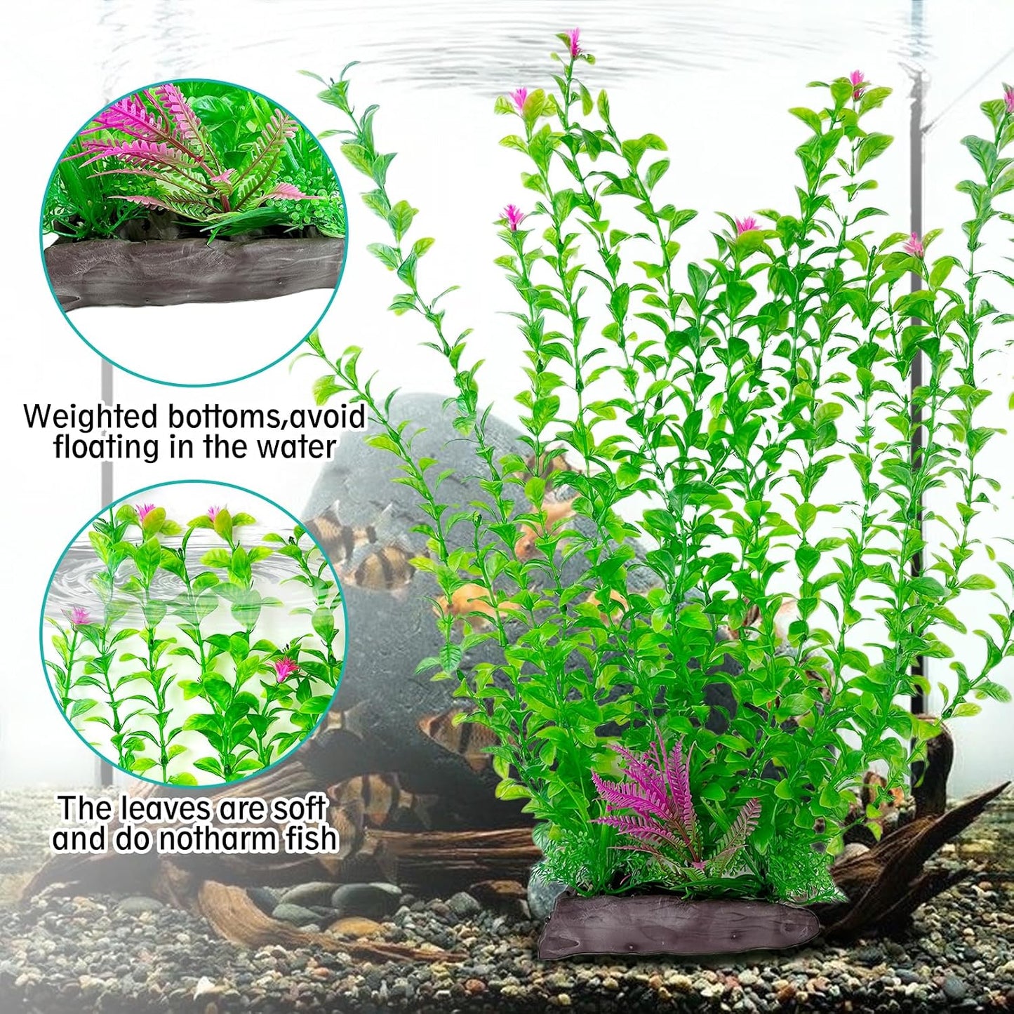 Aquarium Plastic Plants Aquarium Decor Artificial Fish Tank Plants,Tall Fish Tank Decorations, Extra Large Aquarium Plant 20.4-Inch Tall,2Pcs